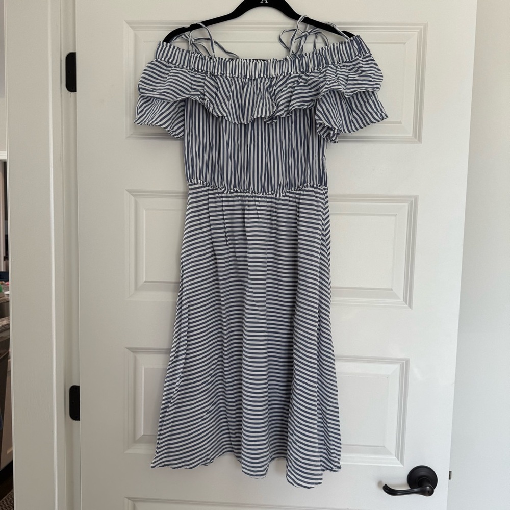Ann Taylor LOFT Meadow Stripe Ruffle Dress - Picture 5 of 10